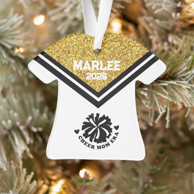 Personalized Gold & Black Cheer Mom Ornament  (Arbre)