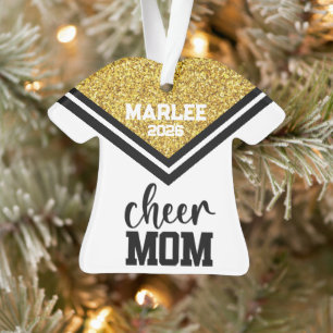 Personalized Gold & Black Cheer Mom Ornament