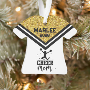 Personalized Gold & Black Cheer Mom Ornament