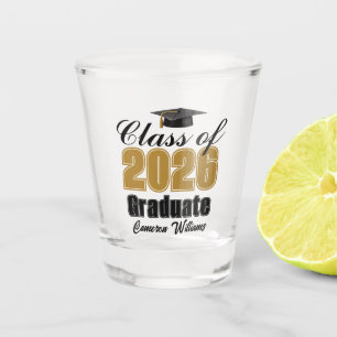 Personalized Gold Black Class of 2026 Graduation Shot Glass