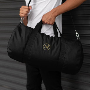 Personalized Gold Black Monogram Initial Travel Duffle Bag