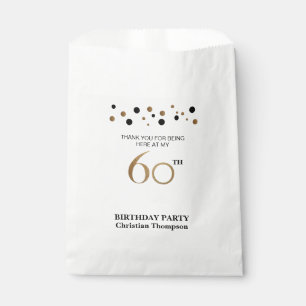 Personalized Gold Black Polkadot 60th Birthday Favour Bag