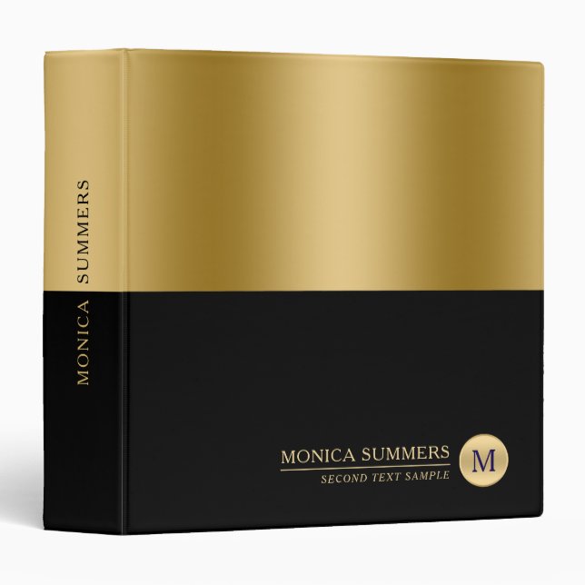 Personalized Gold & Black Splits-creen Binder (Front/Spine)