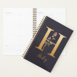 Personalized Gold Blue Elegant Floral Monogram H Planner<br><div class="desc">Personalized Gold Blue Elegant Floral Monogram H Planner *For this design, each letter has its own listing but you customize your name by clicking on "personalize this template." I am working on adding more letters; if yours is not listed yet, please message me and I can list it for you....</div>
