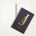 Personalized Gold Blue Elegant Floral Monogram J Planner<br><div class="desc">Personalized Gold Blue Elegant Floral Monogram J Planner *For this design, each letter has its own listing but you customize your name by clicking on "personalize this template." I am working on adding more letters; if yours is not listed yet, please message me and I can list it for you....</div>