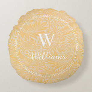 Personalized Gold Botanical Pattern  Round Pillow