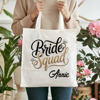 Personalized Gold Bride Squad Bachelorette Party Tote Bag