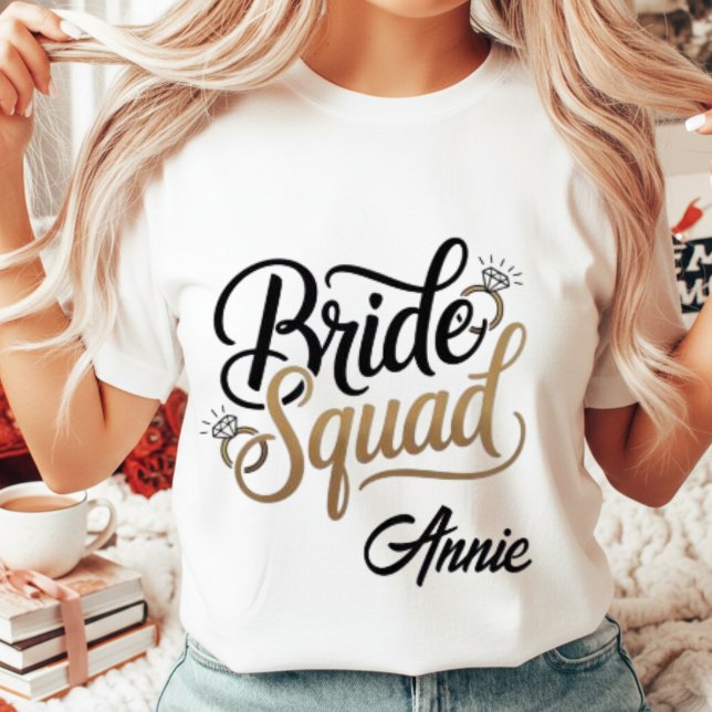 Personalized Gold Bride Squad Bachelorette Party Tri-Blend Shirt (Creator Uploaded)