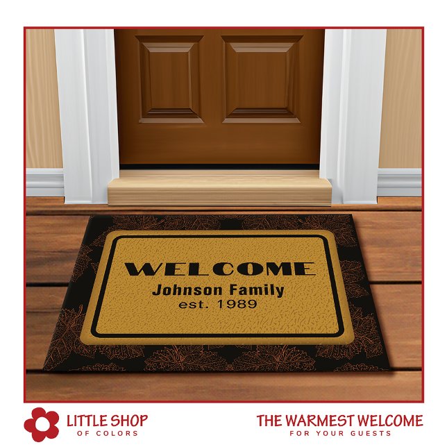 Personalized Gold Brown Leaves Fall Doormat (Creator Uploaded)