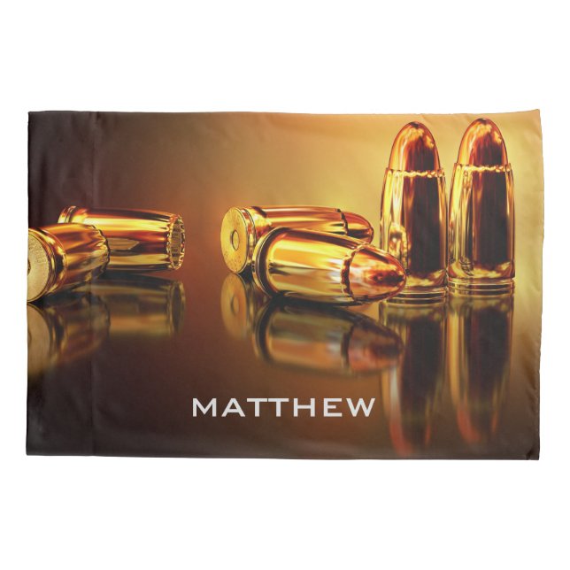 Personalized Gold Bullets Cartridges Shooting Pillowcase (Back)