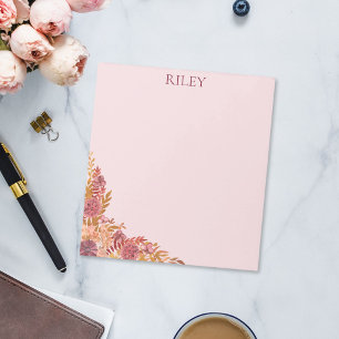 Personalized Gold Burgundy Fall Floral Notepad