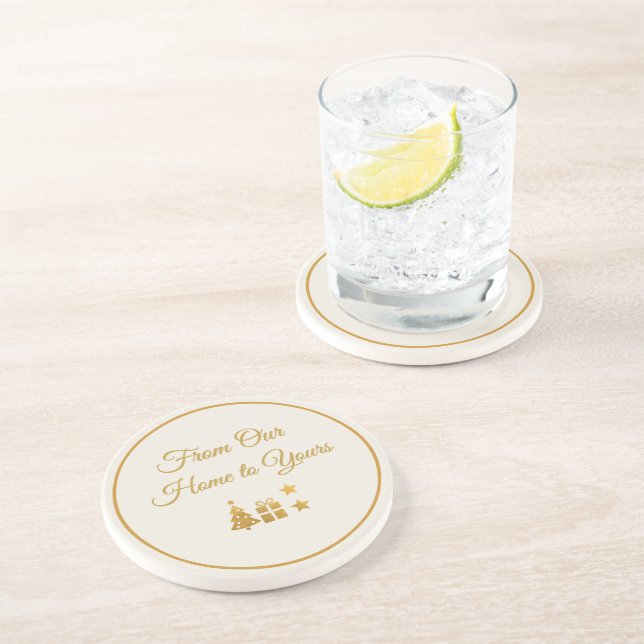 Personalized Gold Christmas Coaster (Side)