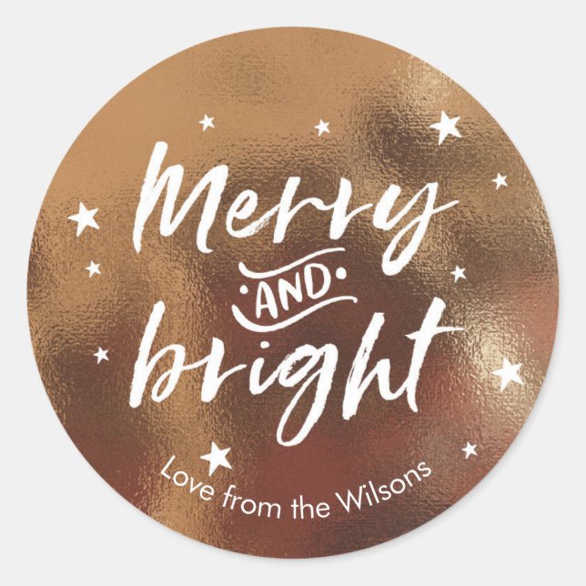 Personalized Gold Christmas hand lettered stickers (Front)