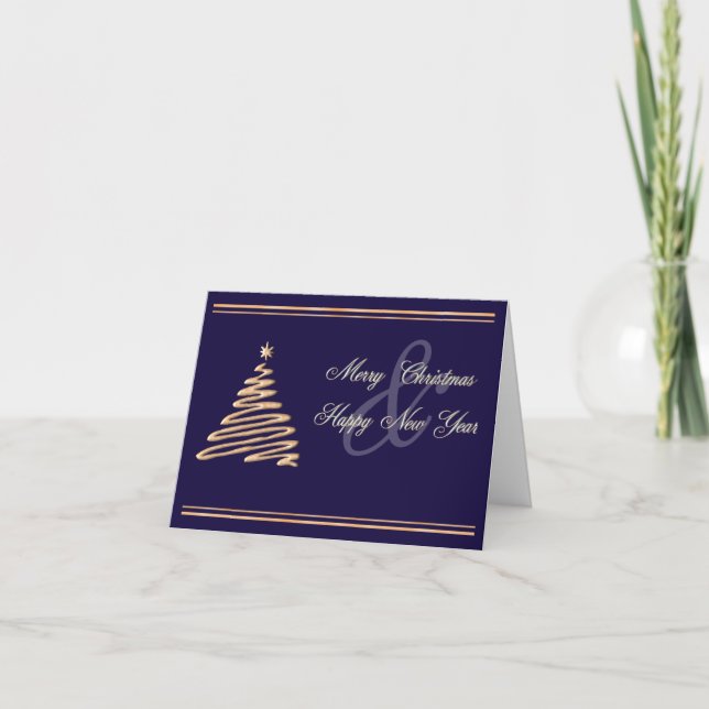 Personalized Gold Christmas Tree Card (Front)