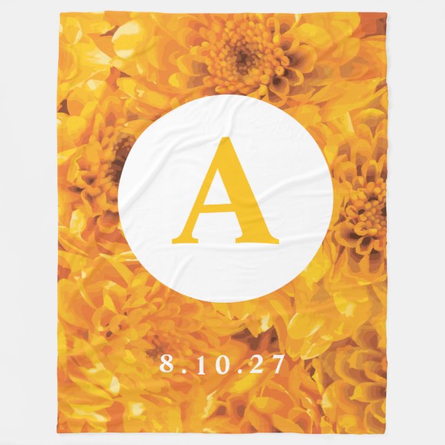 Personalized Gold Chrysanthemum Blanket (Front)