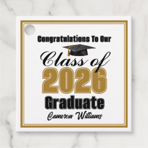 Personalized Gold Class of 2026 Graduation Party Favour Tags