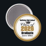 Personalized Gold Class of 2026 Graduation Party Magnet<br><div class="desc">Customize your own gold and black high school Class of 2026 graduate magnet for a high school or college graduation party. Cool varsity letters for the year on a great custom commemorative keepsake for seniors.</div>