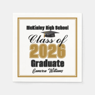 Personalized Gold Class of 2026 Graduation Party Napkin