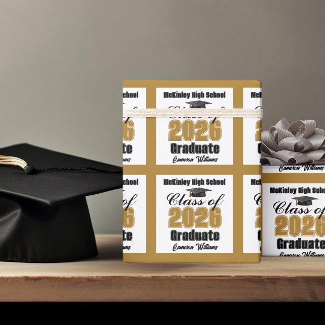 Personalized Gold Class of 2026 Graduation Wrapping Paper (Creator Uploaded)