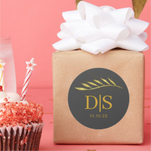 Personalized Gold colour Wedding Party Decor Favou Classic Round Sticker