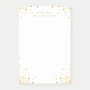 Personalized Gold Confetti Dots Post-it Notes