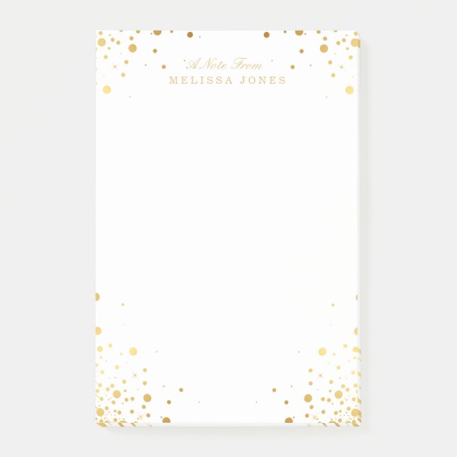 Personalized Gold Confetti Dots Post-it Notes (Front)