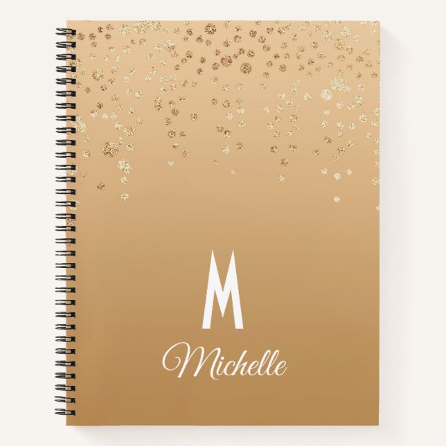 Personalized Gold Confetti Notebook (Front)