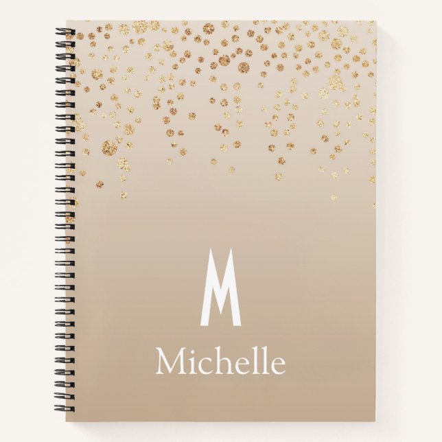 Personalized Gold Confetti Notebook (Front)