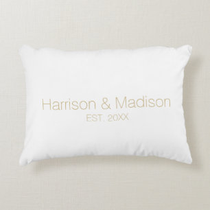 Personalized gold couple name date Wedding Accent Pillow