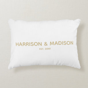 Personalized gold couples name date Wedding Accent Pillow