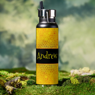 Personalized Gold Dinosaur Hide Water Bottle