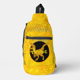 Personalized Gold Dinosaur Sling Bag