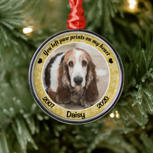 Personalized Gold Dog Memorial Metal Ornament