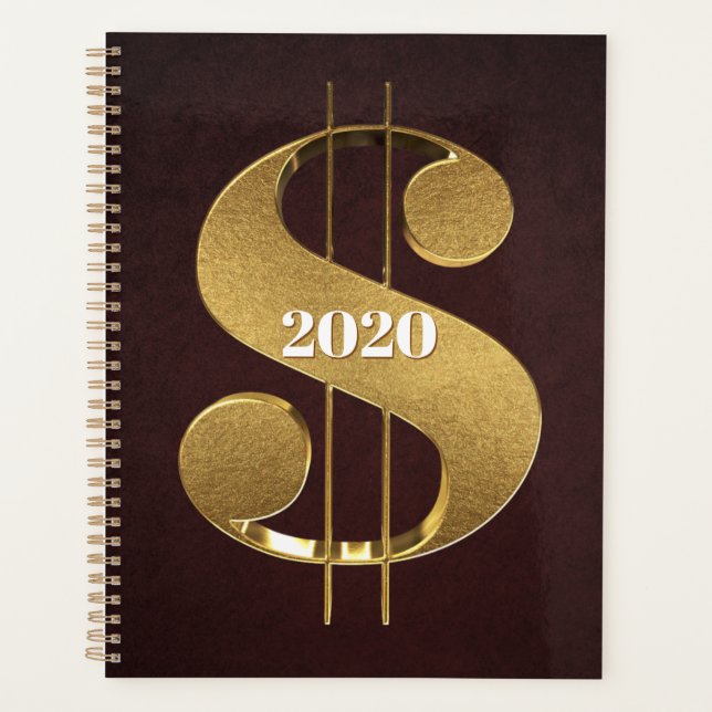 Personalized Gold Dollar Sign Planner (Front)