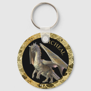 Personalized Gold Dragon  Keychain