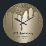 Personalized Gold Drips 50th Wedding Anniversary  Large Clock<br><div class="desc">Personalized Gold Drips 50th Wedding Anniversary Wall Clock</div>