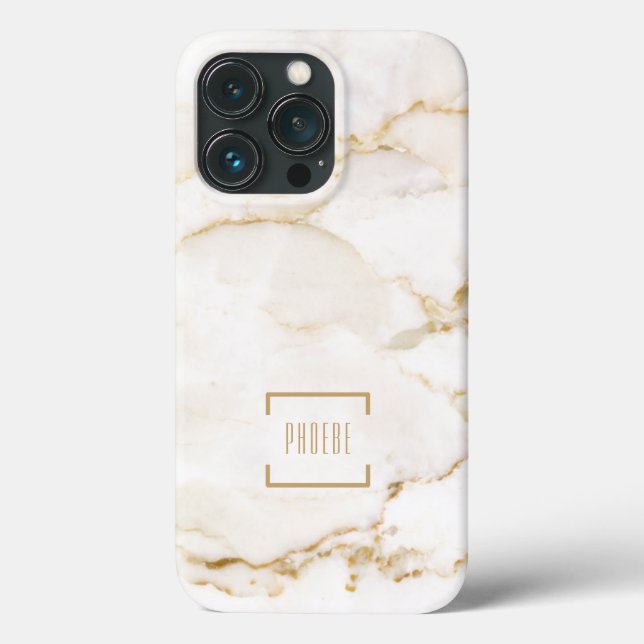Personalized Gold Effect Marble Name Case-Mate iPhone Case (Back)