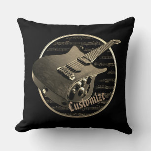 Personalized Gold Electric Guitar Pillow