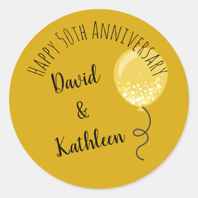 Personalized Gold Envelope Seals 50th Anniversary (Front)