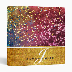 Personalized Gold Faux Confetti Glitter Binder