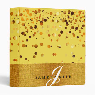Personalized Gold Faux Confetti Glitter Binder
