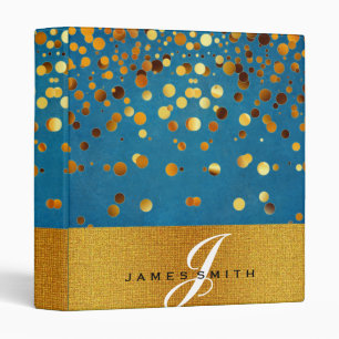 Personalized Gold Faux Confetti Glitter Binder