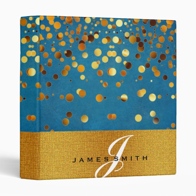 Personalized Gold Faux Confetti Glitter Binder (Front/Spine)