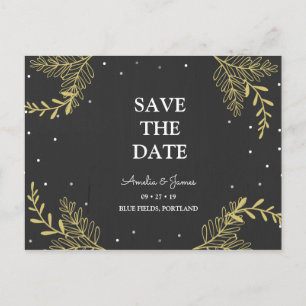 Personalized - Gold Ferns Save The Date Postcard
