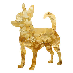 Personalized Gold Floral Chihuahua Return Address
