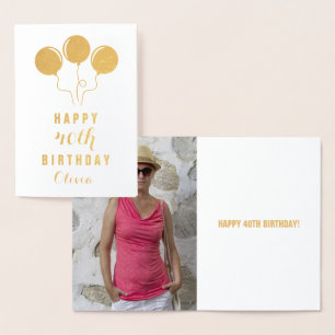 Personalized Gold Foil 40th Birthday Greeting Card