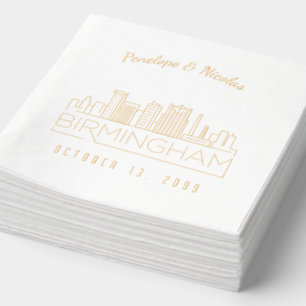 Personalized Gold Foil Birmingham Wedding Napkins