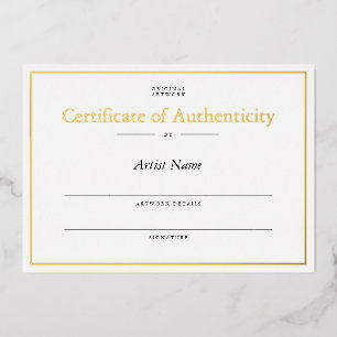 Personalized Gold Foil Certificate of Authenticity
