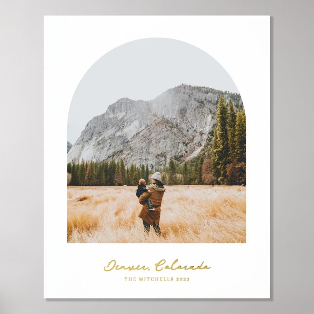 Personalized Gold Foil Family Name and Photo Foil Prints (Front)