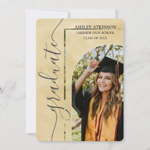 Personalized Gold Foil Glitter Photo Graduation Invitation